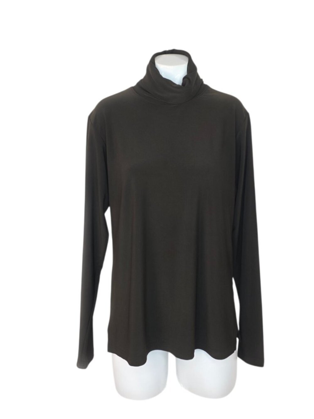 Sympli Long Sleeve Turtle Neck Slinky Top, Brown, Size 10, Pullover